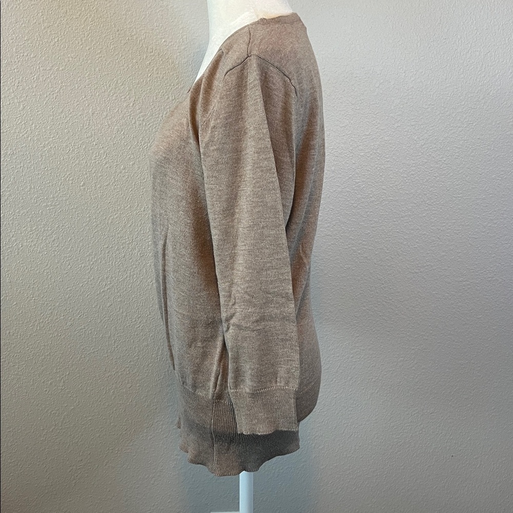 New York & Co Scoopneck 3/4 Sleeve Lightweight Sweater Beige Size Large - Picture 4 of 8